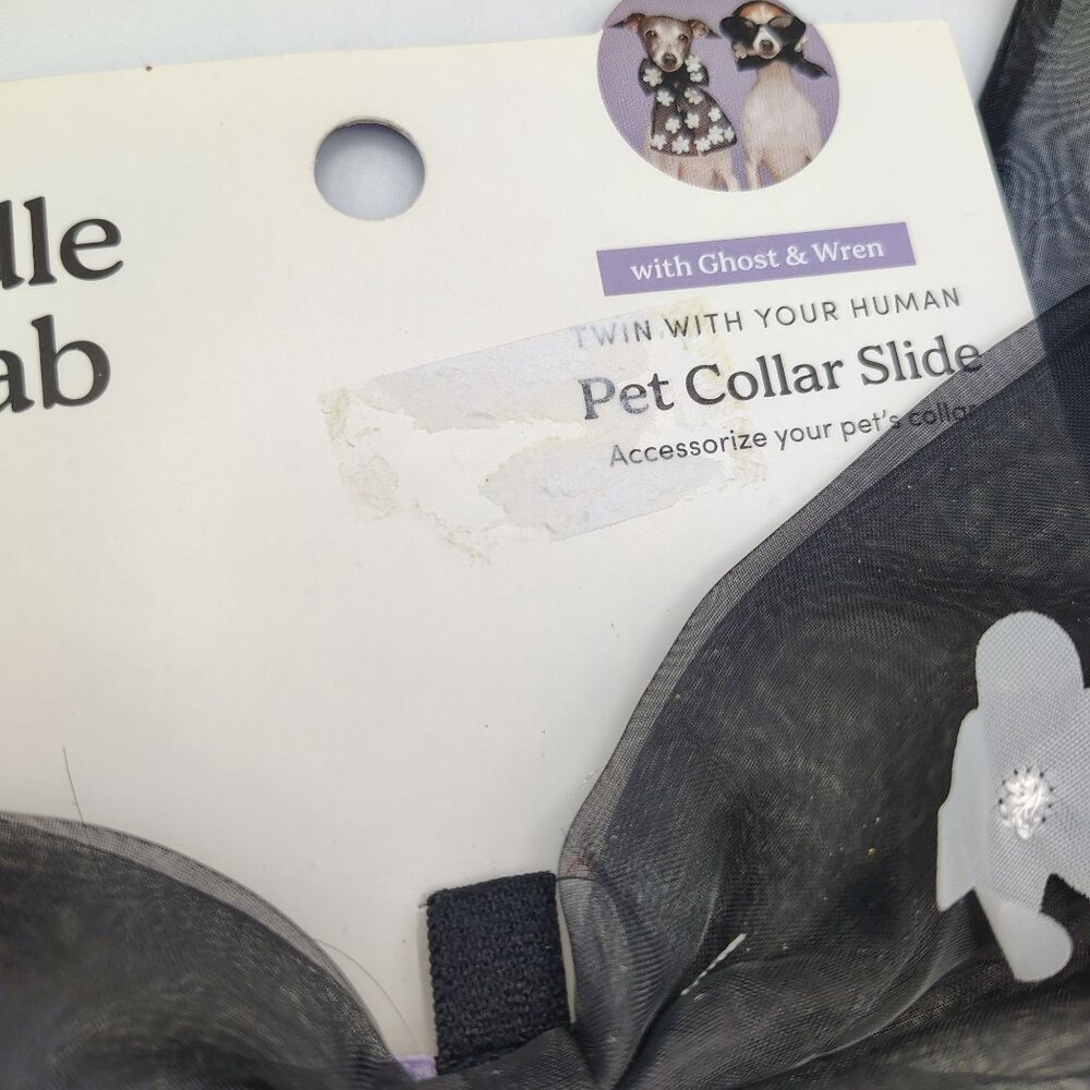 Pet Bow Collar Slide Cuddle Collab Black Sheer White Flowers Lot of 3 Dog Cat - Picture 3 of 12